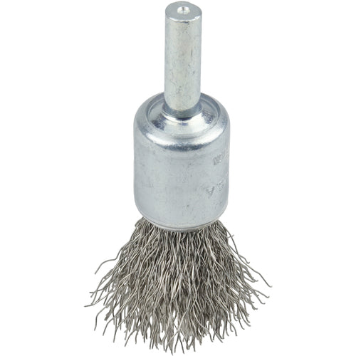 1/2″ Coated Cup Crimped Wire End Brush, .0104″ Stainless Steel Fill - Benchmark Tooling