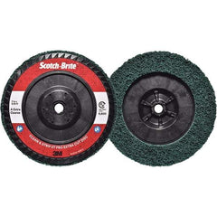 3M - 7" Extra Coarse Grade Aluminum Oxide Deburring Disc - 5/8-11 Threaded Center Hole, Quick Change Connection, Green, 8,600 Max RPM - Benchmark Tooling