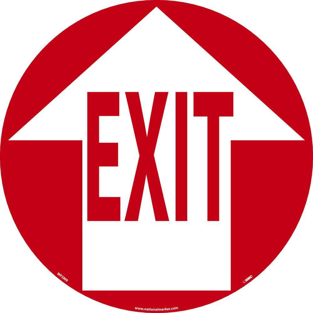 NMC - Adhesive Backed Floor Signs; Message Type: Exit, Entrance & Directional ; Graphic Type: Arrow ; Message or Graphic: Message & Graphic ; Legend: Exit ; Color: Red; White ; Special Color Properties: No Special Properties - Exact Industrial Supply