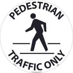 NMC - Adhesive Backed Floor Signs; Message Type: Accident Prevention ; Graphic Type: Pedestrian Crossing ; Message or Graphic: Message & Graphic ; Legend: Pedestrian Traffic Only ; Color: Black; White ; Special Color Properties: No Special Properties - Exact Industrial Supply