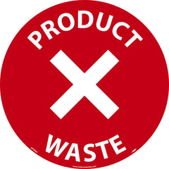 NMC - Adhesive Backed Floor Signs; Message Type: Restroom, Janitorial & Housekeeping ; Graphic Type: X Symbol ; Message or Graphic: Message & Graphic ; Legend: Product Waste ; Color: Red; White ; Special Color Properties: No Special Properties - Exact Industrial Supply