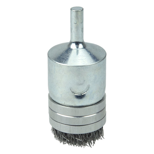 1″ Banded Crimped Wire End Brush, .0104″ Steel Fill - Benchmark Tooling