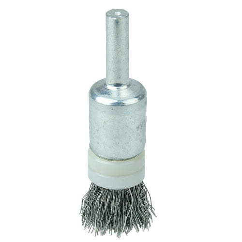 1/2″ Banded Crimped Wire End Brush, .006″ Stainless Steel Fill - Benchmark Tooling