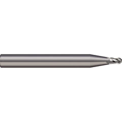 Micro 100 - Ball End Mills; Mill Diameter (mm): 0.90 ; Mill Diameter (Decimal Inch): 0.0350 ; Number of Flutes: 3 ; Length of Cut (Decimal Inch): 0.0530 ; Material: Solid Carbide ; Overall Length (Inch): 1-1/2 - Exact Industrial Supply