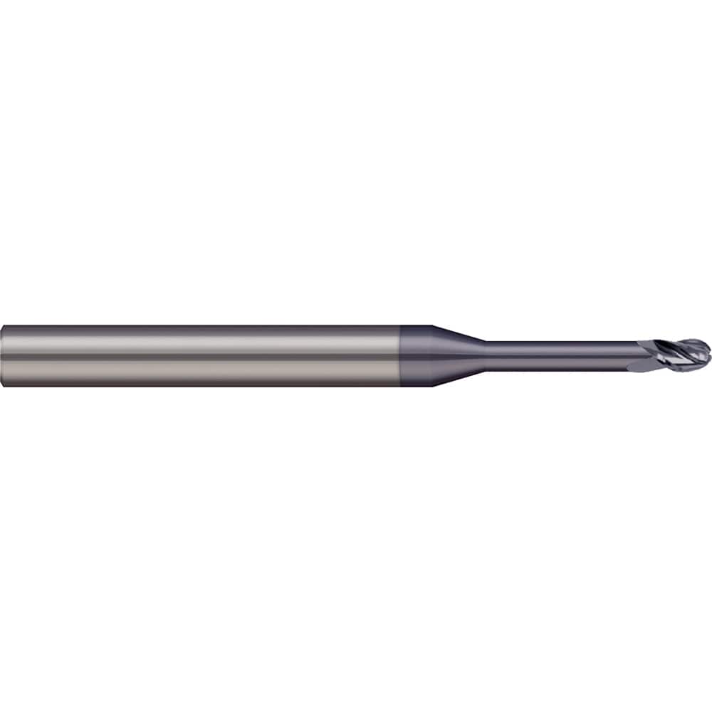 Micro 100 - Ball End Mills; Mill Diameter (Decimal Inch): 0.0900 ; Number of Flutes: 3 ; Length of Cut (Inch): 1/8 ; Length of Cut (Decimal Inch): 0.1250 ; Material: Solid Carbide ; Overall Length (Inch): 2
