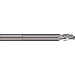 Ball End Mill: 0.5″ Dia, 1″ LOC, 4 Flute, Solid Carbide 6″ OAL, 1/2″ Shank Dia, 30 ° Helix, Uncoated, Single End