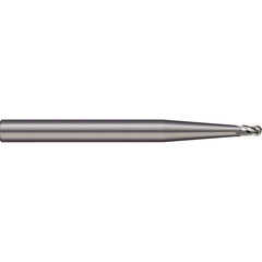 Micro 100 - Ball End Mills; Mill Diameter (mm): 1.90 ; Mill Diameter (Decimal Inch): 0.0748 ; Number of Flutes: 4 ; Length of Cut (mm): 2.8000 ; Length of Cut (Decimal Inch): 0.1102 ; Material: Solid Carbide - Exact Industrial Supply