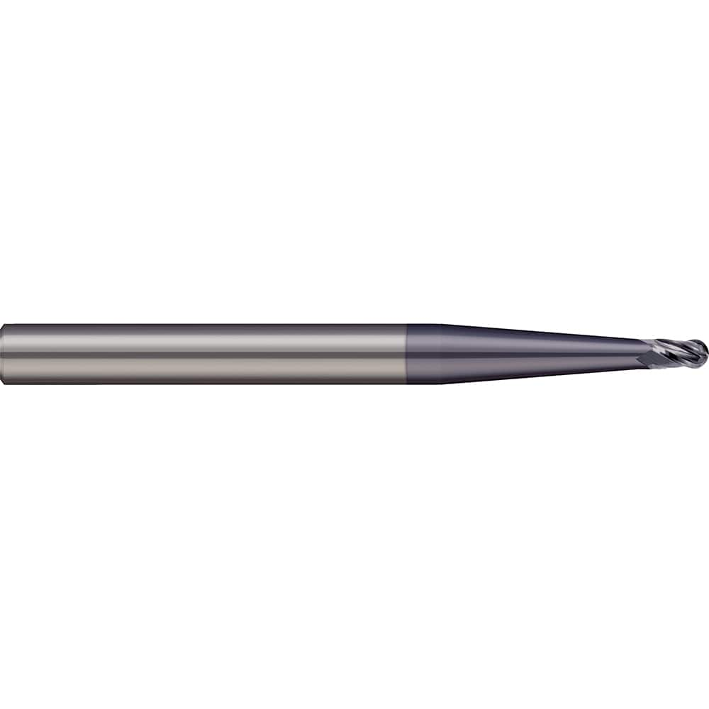 Ball End Mill: 0.1875″ Dia, 0.625″ LOC, 2 Flute, Solid Carbide 2″ OAL, 3/16″ Shank Dia, 30 ° Helix, AlTiN Coated, Single End