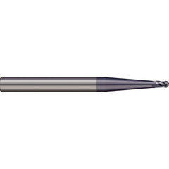 Ball End Mill: 0.5″ Dia, 1″ LOC, 3 Flute, Solid Carbide 3″ OAL, 1/2″ Shank Dia, 30 ° Helix, AlTiN Coated, Single End