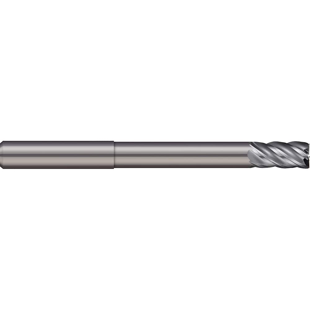 Corner Radius End Mill: 5/16″ Dia, 5/8″ LOC, 0.02″ Radius, 5 Flutes, Solid Carbide 4″ OAL, 5/16″ Shank Dia, 38 ° Helix, Bright/Uncoated, Corner Radius End