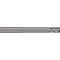 Corner Radius End Mill: 5/16″ Dia, 5/8″ LOC, 0.02″ Radius, 5 Flutes, Solid Carbide 4″ OAL, 5/16″ Shank Dia, 38 ° Helix, Bright/Uncoated, Corner Radius End