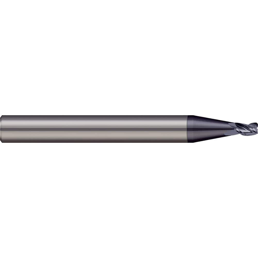 Corner Radius End Mill: 0.0781″ Dia, 0.117″ LOC, 0.005″ Radius, 3 Flutes, Solid Carbide 1-1/2″ OAL, 1/8″ Shank Dia, 20 ° Helix, nACRo Coated, Corner Radius End