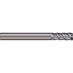 Corner Radius End Mill: 0.4724″ Dia, 0.8661″ LOC, 5 Flutes, Solid Carbide 38 ° Helix, Bright/Uncoated, Corner Radius End