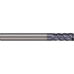 Corner Radius End Mill: 3/4″ Dia, 1-1/2″ LOC, 1/8″ Radius, 5 Flutes, Solid Carbide 4″ OAL, 3/4″ Shank Dia, 38 ° Helix, nACRo Coated, Corner Radius End