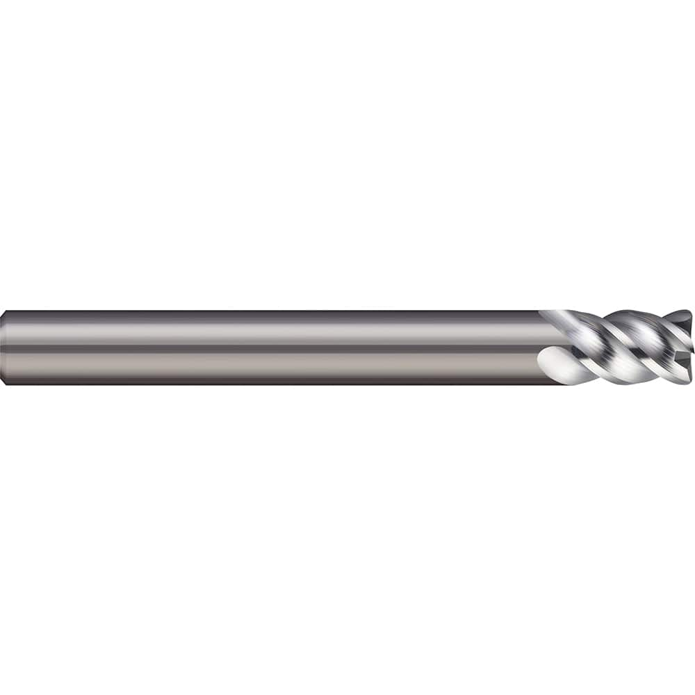 Corner Radius End Mill: 0.7874″ Dia, 1.4961″ LOC, 4 Flutes, Solid Carbide 45 ° Helix, Bright/Uncoated, Corner Radius End