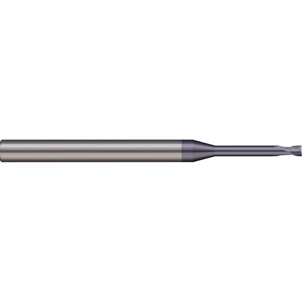 Corner Radius End Mill: 0.0591″ Dia, 0.0591″ LOC, 2 Flutes, Solid Carbide 30 ° Helix, AlTiN Coated, Corner Radius End