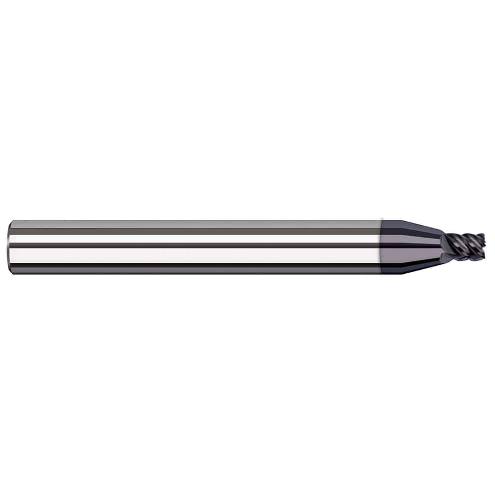 Corner Radius End Mill: 3/16″ Dia, 0.285″ LOC, 0.03″ Radius, 7 Flutes, Solid Carbide 2″ OAL, 3/16″ Shank Dia, 41 ° Helix, AlTiN Coated, Corner Radius End