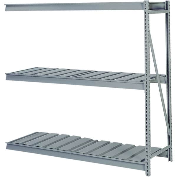 Lyon - 3 Shelf Add-On Ribbed Steel Shelving - 10,000 Lb Capacity, 96" Wide x 84" High x 48" Deep, Dove Gray - Benchmark Tooling