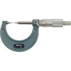 0-1″ Measuring Range-0.001″ Graduation - Ratchet Thimble - High Speed Steel Face - Point Micrometer - Benchmark Tooling