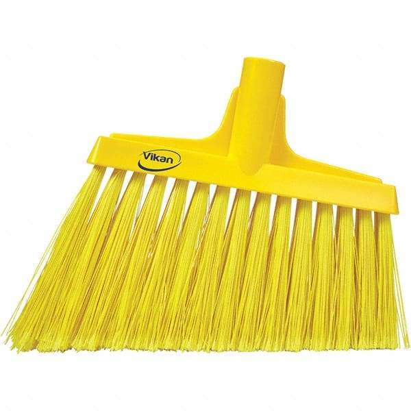 Vikan - 11-1/2" Wide, Yellow Polyester Bristles, Angled Broom - Flagged, Water Resistant - Benchmark Tooling