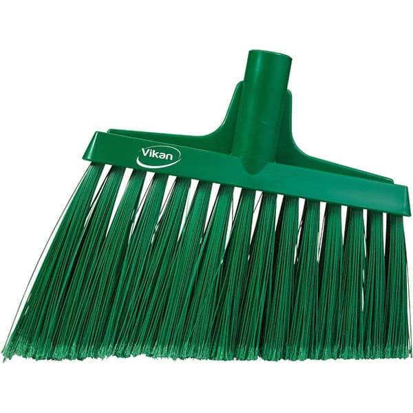 Vikan - 11-1/2" Wide, Green Polyester Bristles, Angled Broom - Flagged, Water Resistant - Benchmark Tooling