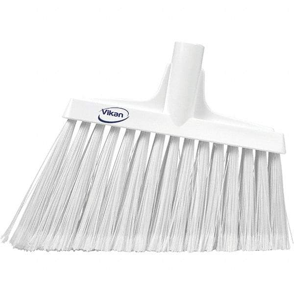 Vikan - 11-1/2" Wide, White Polyester Bristles, Angled Broom - Flagged, Water Resistant - Benchmark Tooling