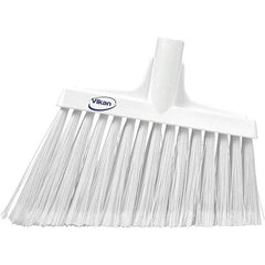 Vikan - 11-1/2" Wide, White Polyester Bristles, Angled Broom - Flagged, Water Resistant - Benchmark Tooling