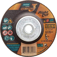 Norton - 36 Grit, 4-1/2" Wheel Diam, 1/16" Wheel Thickness, Type 27 Depressed Center Wheel - Coarse Grade, Ceramic Alumina, Resinoid Bond, 13,580 Max RPM - Benchmark Tooling