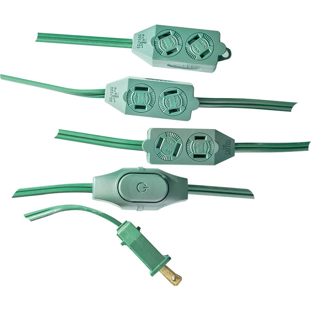 GoGreen Power - Power Cords; Cord Type: Extension Cord ; Overall Length (Feet): 9 ; Cord Color: Green ; Amperage: 13 ; Voltage: 125 ; Wire Gauge/Number of Conductors: 16/2 - Exact Industrial Supply