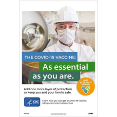 NMC - Training & Safety Awareness Posters; Subject: General Safety & Accident Prevention ; Training Program Title: General Health & Safety ; Message: THE COVID-19 VACCINE: AS ESSENTIAL AS YOU ARE. ; Series: Safety & Health ; Language: English ; Backgroun - Exact Industrial Supply