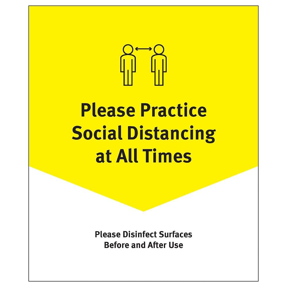 Ability One - Safety Signs; Message Type: Warning & Safety Reminder Signs ; Message or Graphic: Social Distancing Reminder ; Sign Header: Social Distancing Reminder ; Legend: Social Distancing Reminder ; Language: English ; Material: PVC - Exact Industrial Supply