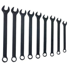 Blackhawk by Proto - 9 Piece, 1/4" to 3/4", 12 Point Combination Wrench - Inch Measurement Standard, Black Finish, Comes in Vinyl Roll - Benchmark Tooling