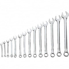 Blackhawk by Proto - 14 Piece, 5/16" to 1-1/4", 12 Point Combination Wrench - Inch Measurement Standard, Full Polish Finish, Comes in Vinyl Roll - Benchmark Tooling
