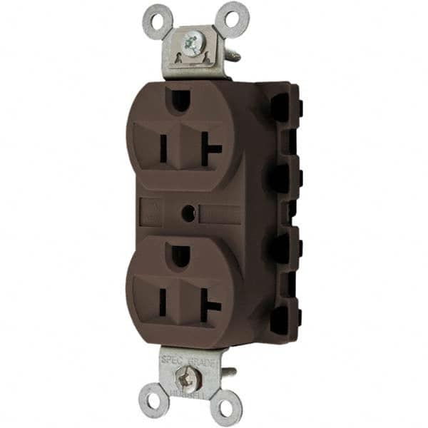 Hubbell Wiring Device-Kellems - 125V 20A NEMA 5-20R Specification Grade Brown Straight Blade Duplex Receptacle - Benchmark Tooling