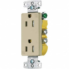 Hubbell Wiring Device-Kellems - 125V 15A NEMA 5-15R Residential Grade Ivory Straight Blade Duplex Receptacle - Benchmark Tooling