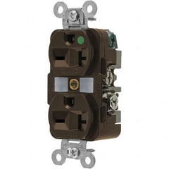 Hubbell Wiring Device-Kellems - 250 VAC 20A NEMA 6-20R Hospital Grade Brown Straight Blade Duplex Receptacle - Benchmark Tooling