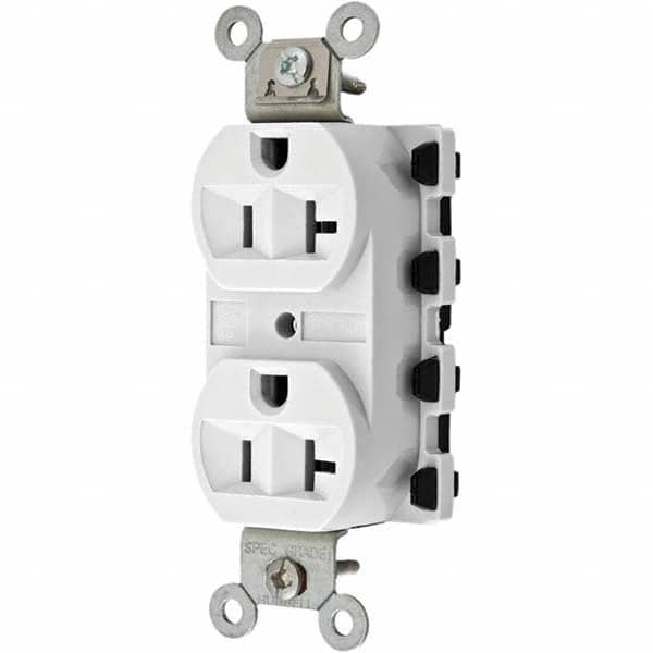 Hubbell Wiring Device-Kellems - 125V 20A NEMA 5-20R Specification Grade White Straight Blade Duplex Receptacle - Benchmark Tooling