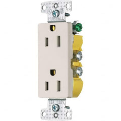 Hubbell Wiring Device-Kellems - 125V 15A NEMA 5-15R Residential Grade Light Almond Straight Blade Duplex Receptacle - Benchmark Tooling