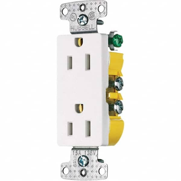 Hubbell Wiring Device-Kellems - 125V 15A NEMA 5-15R Residential Grade White Straight Blade Duplex Receptacle - Benchmark Tooling