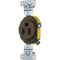 Hubbell Wiring Device-Kellems - 125V 15A NEMA 5-15R Residential Grade Brown Straight Blade Single Receptacle - Benchmark Tooling