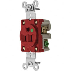 Hubbell Wiring Device-Kellems - 125V 15A NEMA 5-15R Hospital Grade Red Straight Blade Single Receptacle - Benchmark Tooling