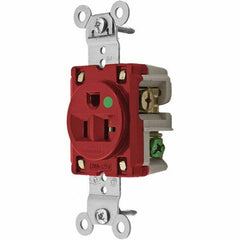 Hubbell Wiring Device-Kellems - 125V 20A NEMA 5-20R Hospital Grade Red Straight Blade Single Receptacle - Benchmark Tooling