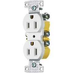 Hubbell Wiring Device-Kellems - 125V 15A NEMA 5-15R Residential Grade White Straight Blade Duplex Receptacle - Benchmark Tooling