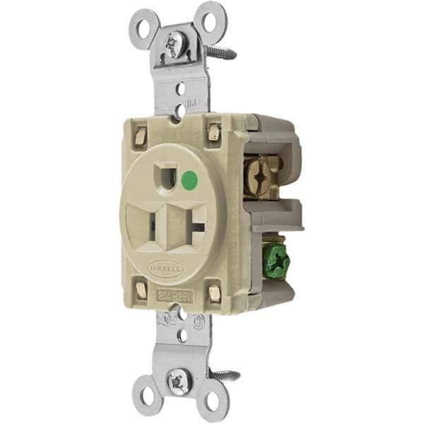 Hubbell Wiring Device-Kellems - 125V 20A NEMA 5-20R Hospital Grade Ivory Straight Blade Single Receptacle - Benchmark Tooling