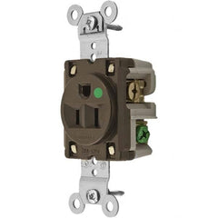 Hubbell Wiring Device-Kellems - 125V 15A NEMA 5-15R Hospital Grade Brown Straight Blade Single Receptacle - Benchmark Tooling