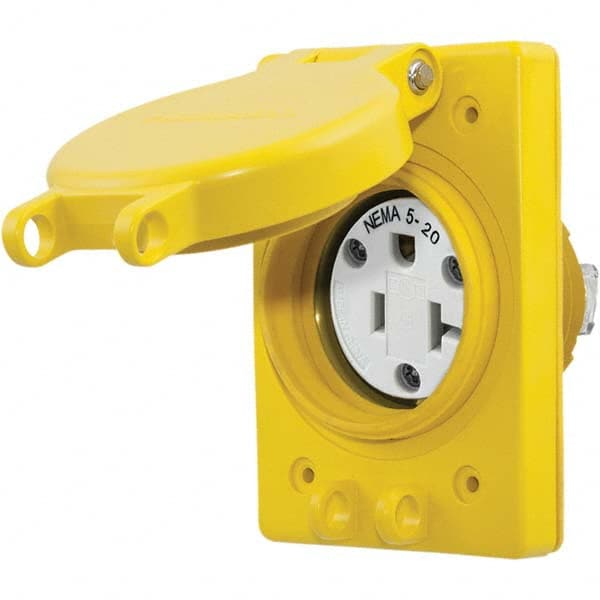 Hubbell Wiring Device-Kellems - 125V 20A NEMA 5-20R Industrial Grade Yellow Straight Blade Single Receptacle - Benchmark Tooling