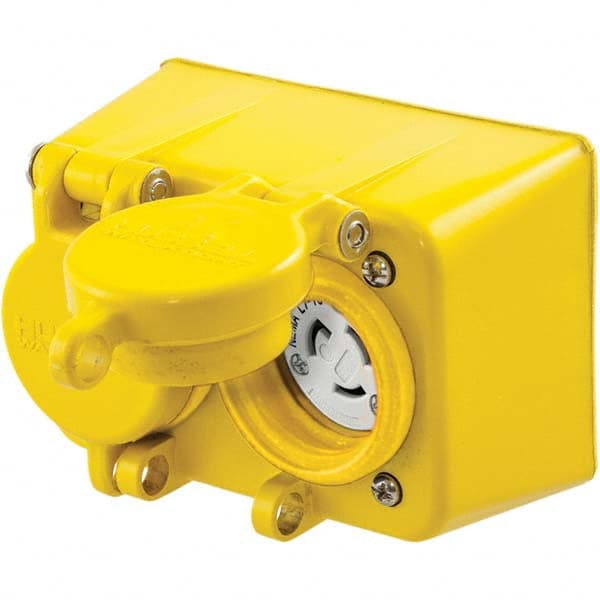 Hubbell Wiring Device-Kellems - 277 VAC 15A NEMA 7-15R Industrial Grade Yellow Straight Blade Duplex Receptacle - Benchmark Tooling