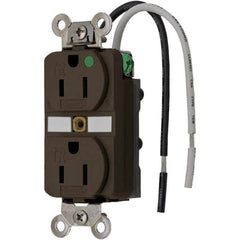 Hubbell Wiring Device-Kellems - 125V 15A NEMA 5-15R Hospital Grade Brown Straight Blade Duplex Receptacle - Benchmark Tooling