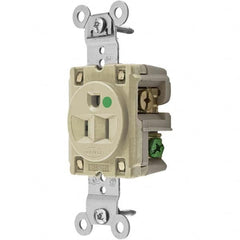 Hubbell Wiring Device-Kellems - 125V 15A NEMA 5-15R Hospital Grade Ivory Straight Blade Single Receptacle - Benchmark Tooling