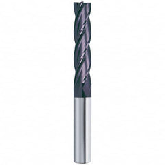 Square End Mill: 3/8'' Dia, 1-1/8'' LOC, 3/8'' Shank Dia, 3'' OAL, 4 Flutes, Solid Carbide Single End, FIREX Finish, Helical Flute, Centercutting, RH Cut, RH Flute, Series 19957